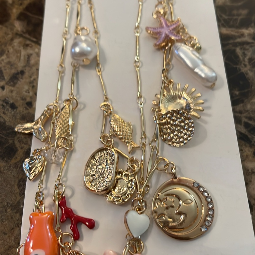 Long Multilayered Seaside Charm Necklace - Picture 9 of 9